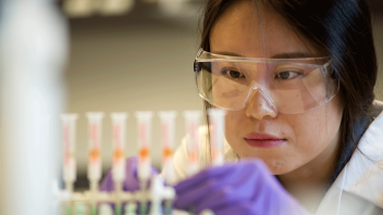Tian Tian, a food science graduate student, works in the Daniela Barile Food Science Laboratory.