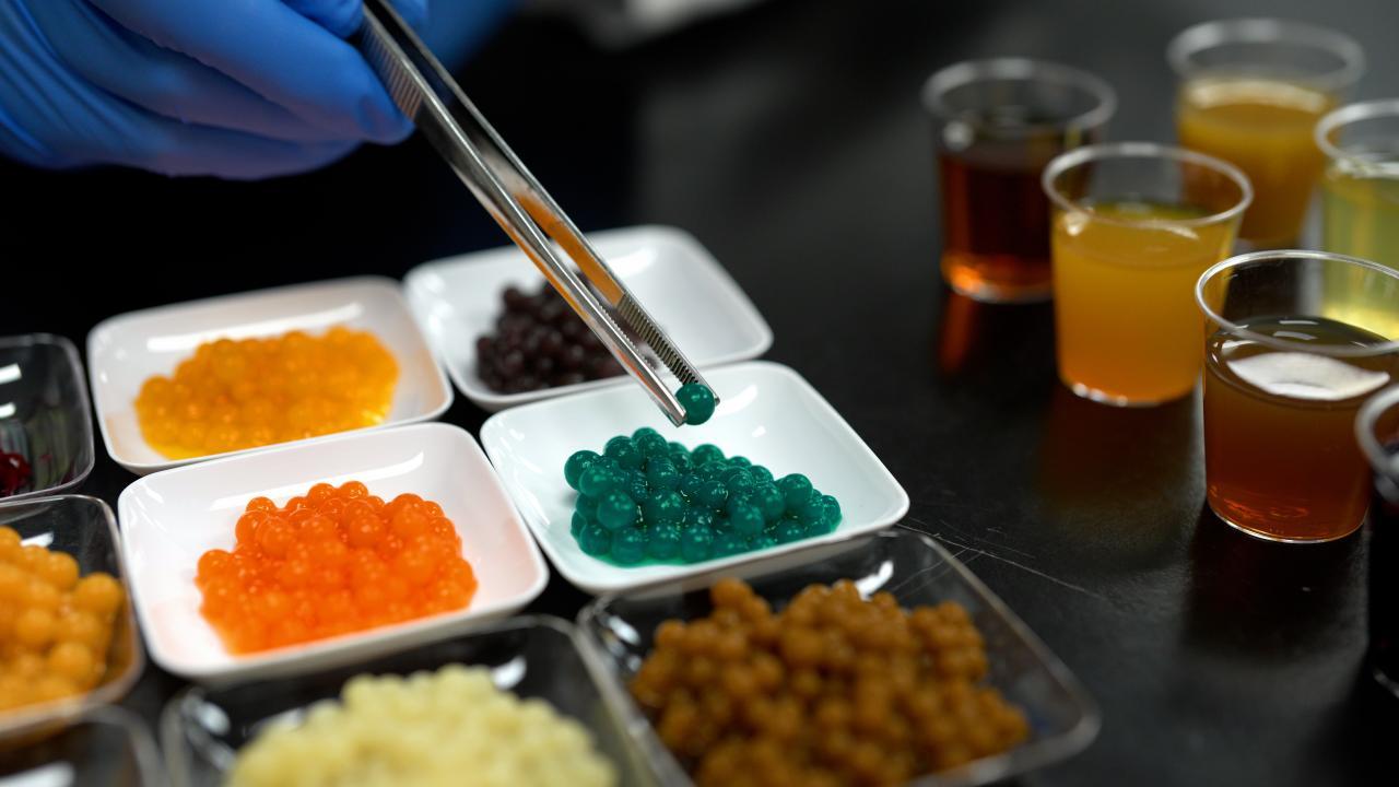 Myco boba in trays.