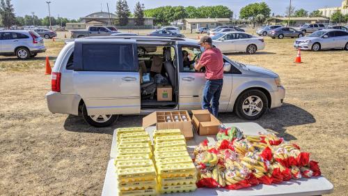 van and produce in field image